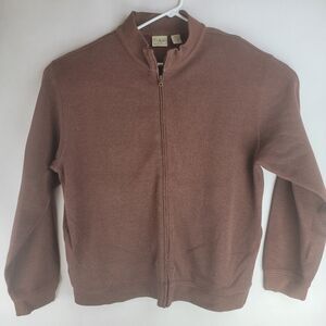 L.L. Bean Mens Size XL Brown Full Zip 100% Peruvian Cotton Cartigan Sweater